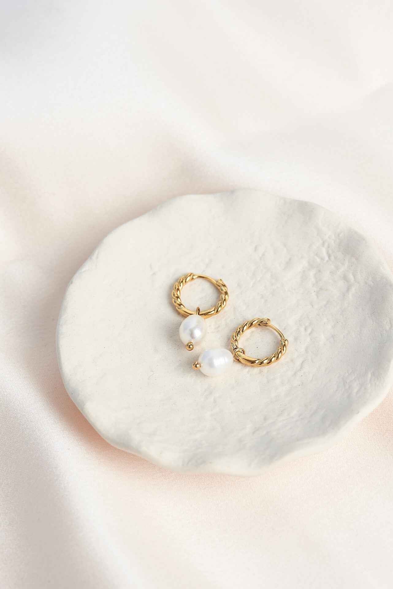 Gold Rope and Pearl Hoops