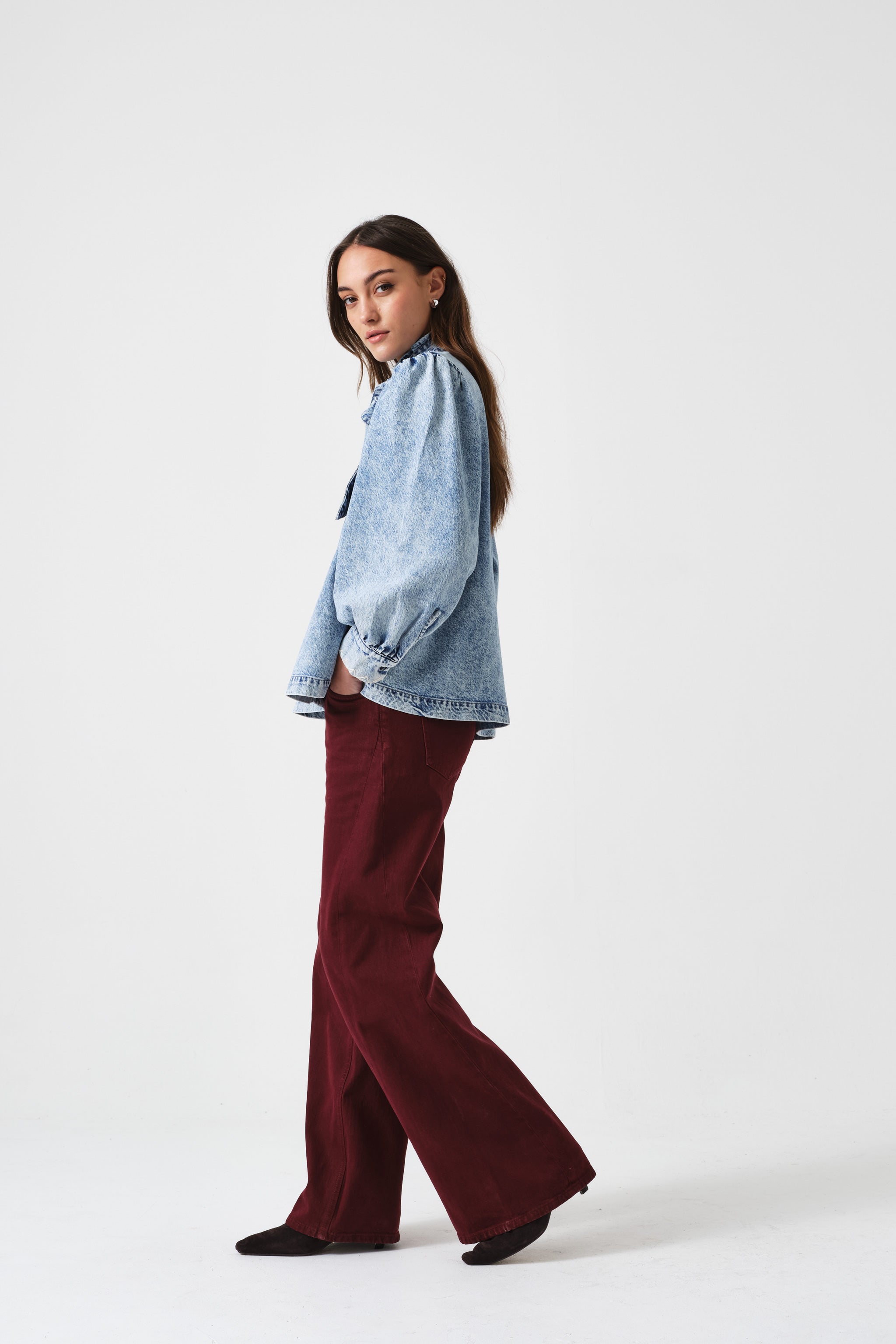 Gracie Twisted Low Rise Jean in Mulberry - seventy + mochi