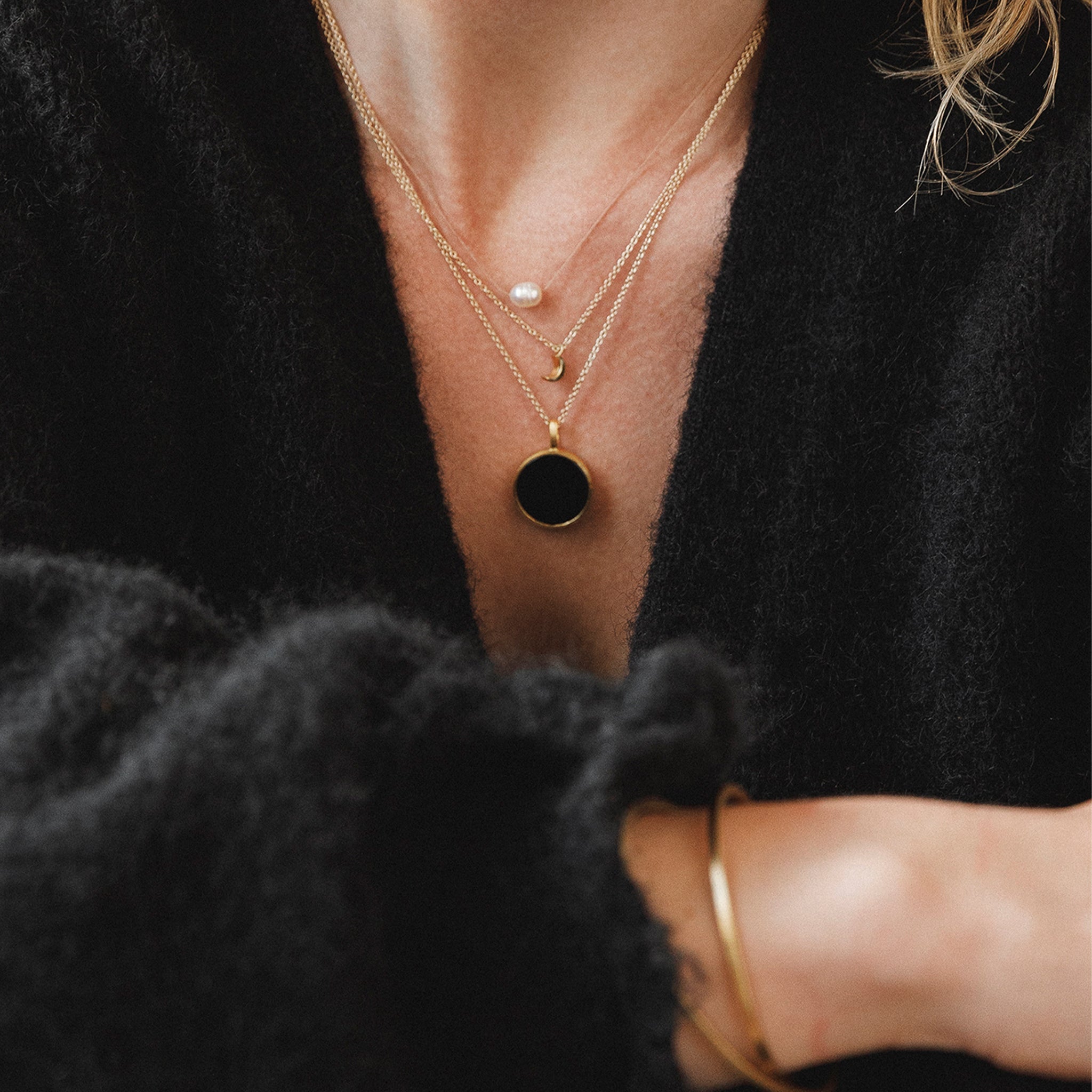 Black Onyx Porthole Necklace